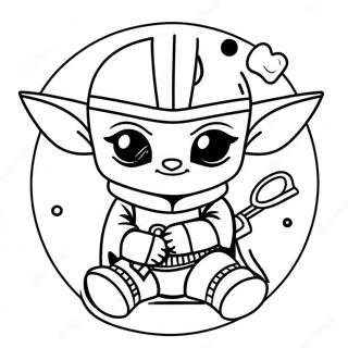 Mandalorien mignon avec Bébé Yoda à colorier | Page de coloriage Mandalorien