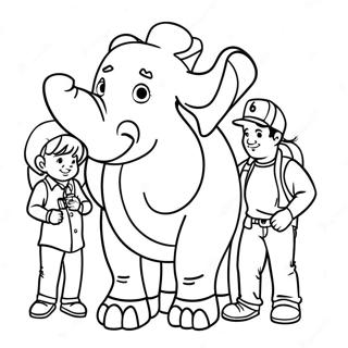 Page à colorier de Jumbo Josh avec des amis | Page de coloriage Jumbo Josh