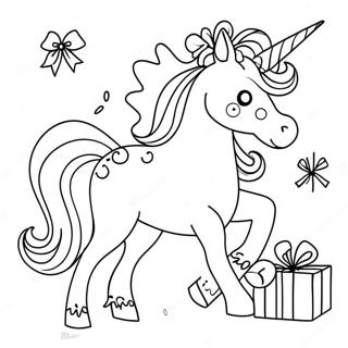 Page à colorier de Noël avec une licorne | Page de coloriage Noël Licorne