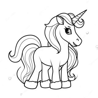 Page à colorier de licorne scintillante avec un chapeau de Noël | Page de coloriage Noël Licorne
