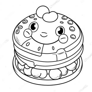 Page à colorier de gaufre mignonne en dessin animé | Page de coloriage Gaufre