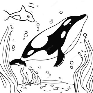 Page à colorier d'orque joueuse en train de nager | Page de coloriage Orque