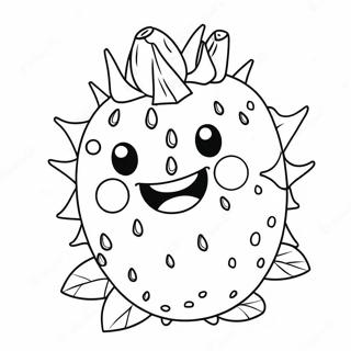 Page à colorier de fruit du dragon mignon avec un visage souriant | Page de coloriage Fruit du dragon