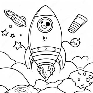 Page à colorier Fusée Détailée avec Astronautes | Page de coloriage Fusée Réaliste