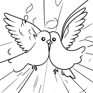 Page à colorier Pigeons de la Pentecôte Colorés | Page de coloriage Pentecôte