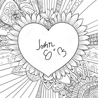 Page à colorier design de cœur coloré Jean 3:16 | Page de coloriage Jean 3:16