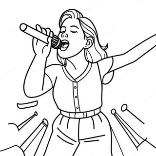 Page à colorier Lainey Wilson chantant sur scène | Page de coloriage Lainey Wilson
