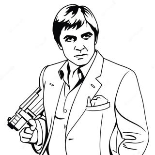 Scarface avec une arme à colorier | Page de coloriage Scarface