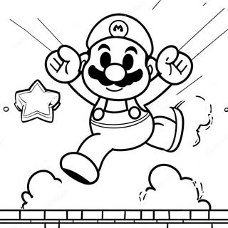 Page à Colorier de Super Mario Sautant | Page de coloriage Nintendo