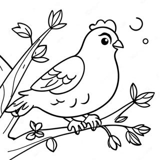 Page à colorier de la perdrix festive dans un poirier | Page de coloriage Oiseau de Noël