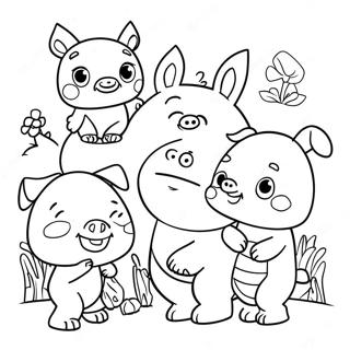 Page à colorier de Pibby avec des amis | Page de coloriage Pibby