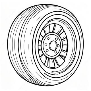 Page à colorier de pneu de course avec des lignes de vitesse | Page de coloriage Pneu