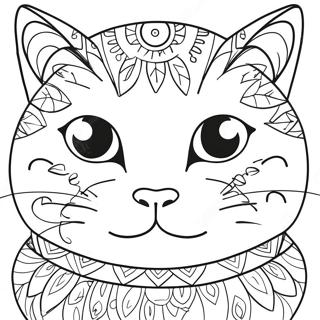 Page à colorier visage de chat mignon | Page de coloriage Visage de chat