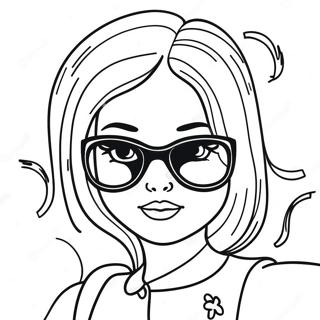 Page à colorier de Fille Impertinente avec Lunettes de Soleil | Page de coloriage Impertinent