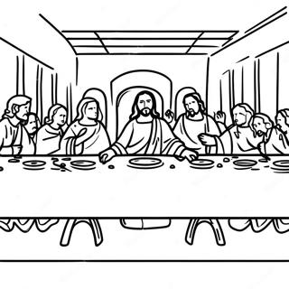 Page à colorier de Dernière Cène avec Disciples Colorés | Page de coloriage Dernière Cène