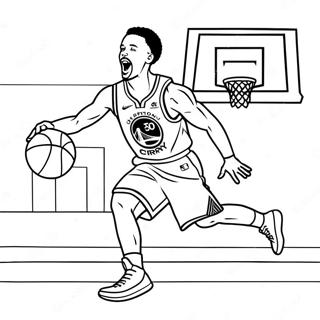 Page à colorier de Steph Curry tirant un trois points | Page de coloriage Steph Curry