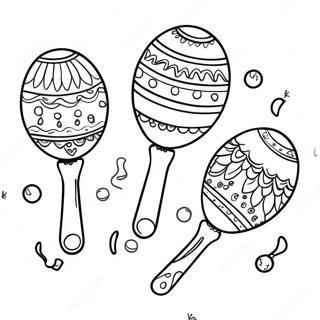 Page à colorier Maracas Colorées dans une Fiesta | Page de coloriage Maracas