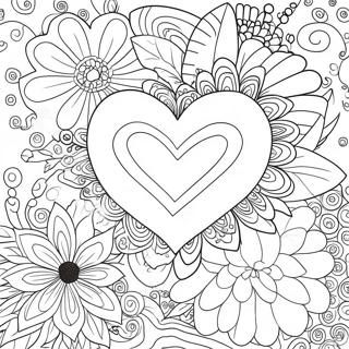 Page à colorier Cœurs et Fleurs | Page de coloriage Cœurs et Fleurs