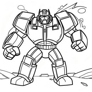 Page à colorier Ironhide en Pose de Combat | Page de coloriage Ironhide