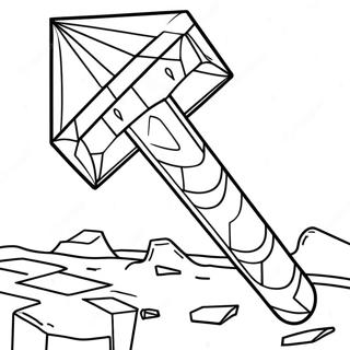 Page à colorier Pioche Minecraft en Diamant | Page de coloriage Pioche de Minecraft