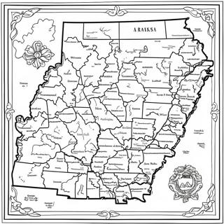 Page à colorier de la carte de l'État de l'Arkansas | Page de coloriage Arkansas