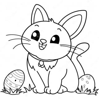 Page à colorier de chat de Pâques | Page de coloriage Chat de Pâques