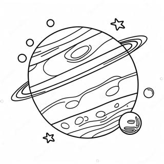 Page à colorier de Jupiter coloré avec des lunes | Page de coloriage Jupiter