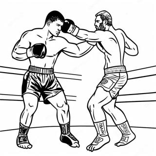 Page à colorier des combattants de MMA en action | Page de coloriage UFC