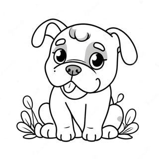 Page à colorier Chiot Bulldog mignon | Page de coloriage Bulldog