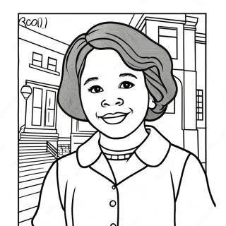Page à colorier du moment historique de Ruby Bridges | Page de coloriage Ruby Bridges