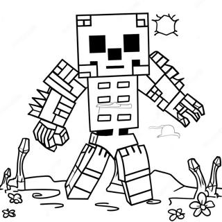 Page à colorier de Creepy Minecraft Mutant Skeleton | Page de coloriage Squelette Mutant Minecraft