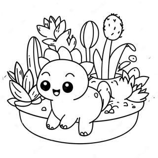 Page à colorier de jardin de succulentes mignonnes | Page de coloriage Succulente