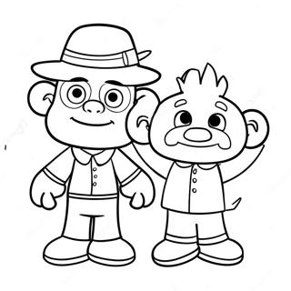 Page à colorier de Jeffy drôle avec marionnette | Page de coloriage Jeffy