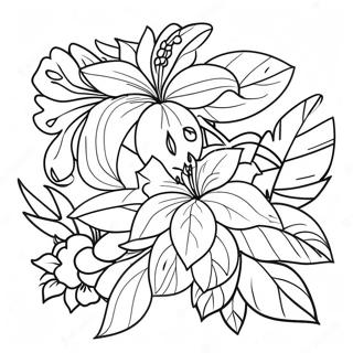 Page à colorier de fleurs tropicales | Page de coloriage Fleurs tropicales