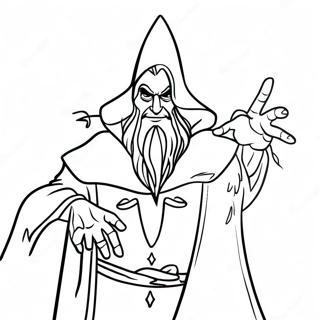 Page à colorier de sorcier maléfique | Page de coloriage Méchant