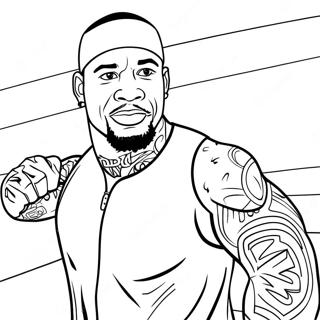 Page à colorier de Jey Uso en action | Page de coloriage Jey Uso