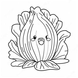 Page à colorier de la laitue mignonne en dessin animé | Page de coloriage Laitue