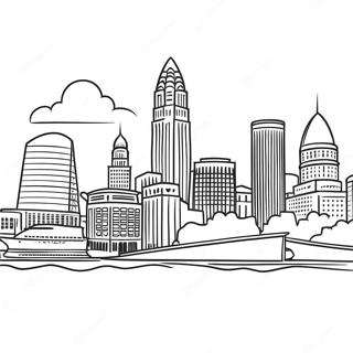 Page à colorier de la ligne d'horizon de Cleveland | Page de coloriage Ohio