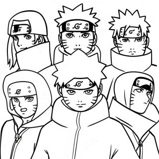 Page à colorier des membres d'Akatsuki de Naruto | Page de coloriage Akatsuki