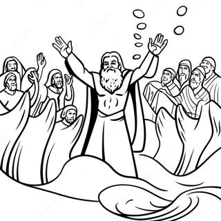 Moïse séparant la mer Rouge à colorier | Page de coloriage Ancien Testament