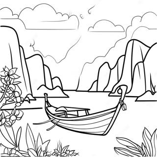 Page à colorier du paysage thaïlandais | Page de coloriage Thaïlande