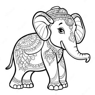 Page à colorier de l'éléphant thaï coloré | Page de coloriage Thaïlande