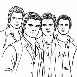 Page à colorier du groupe de personnages des Vampire Diaries | Page de coloriage TVD
