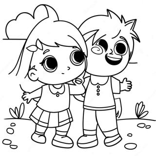 Page à colorier de frère et sœur joueurs | Page de coloriage Frère et Sœur