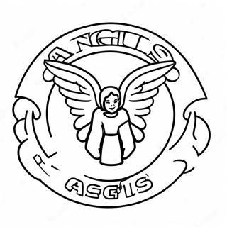 Page à colorier du logo de l'équipe de baseball des anges | Page de coloriage Anges Baseball