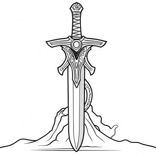 Page à colorier de l'épée maîtresse légendaire | Page de coloriage Épée maîtresse