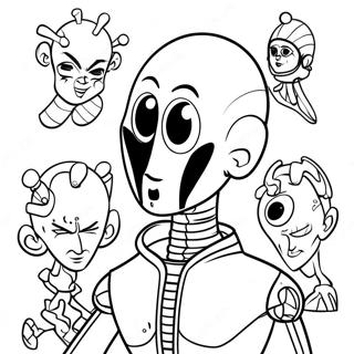 Page à colorier de Megamind avec des Brainbots | Page de coloriage Megamind