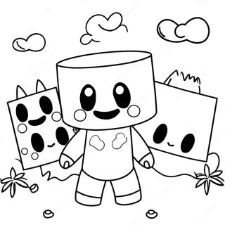 Page à colorier du mignon Marshmello avec ses amis | Page de coloriage Marshmello