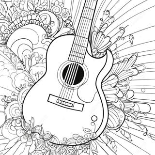 Page à colorier Guitare Colorée | Page de coloriage Instrument