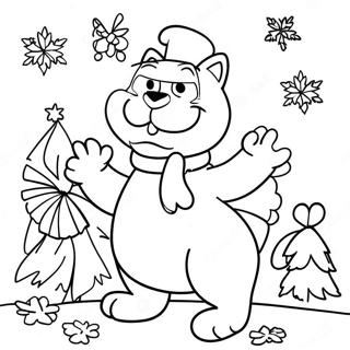 Page à colorier Garfield Noël | Page de coloriage Garfield Noël